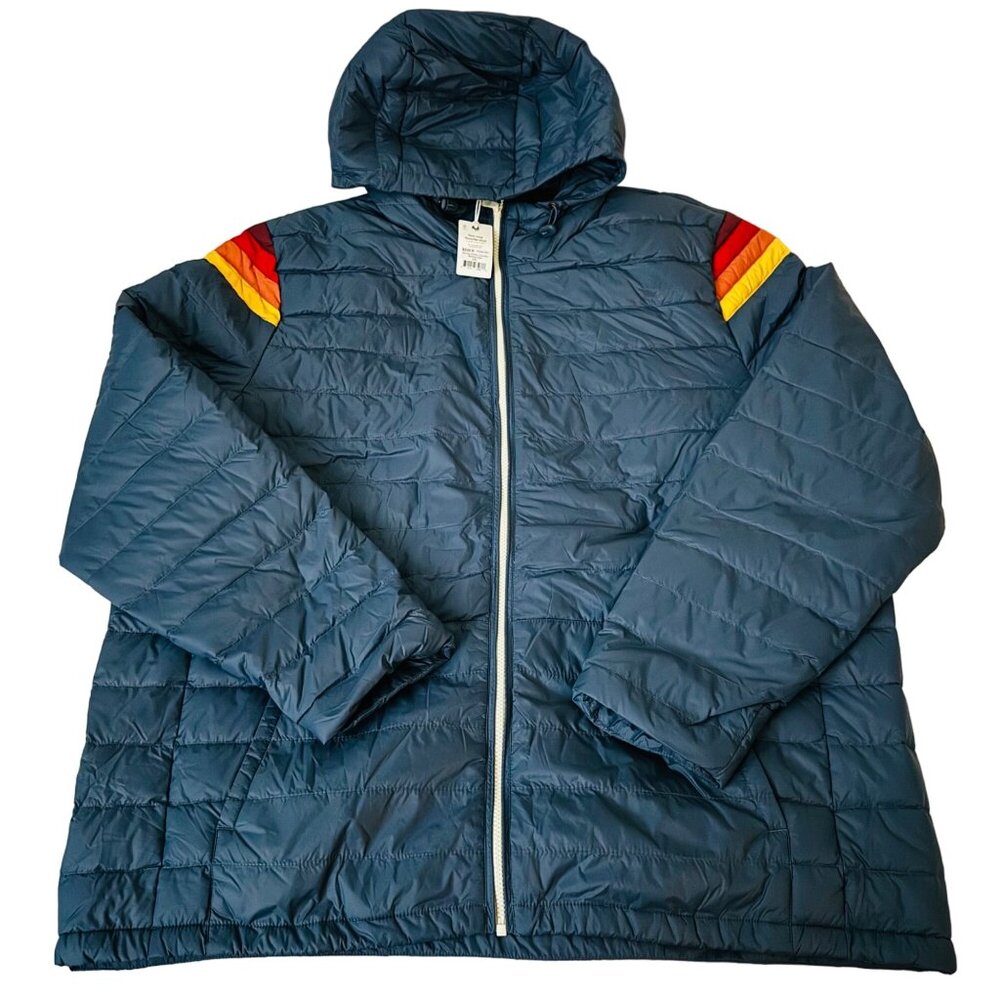 Marine Layer Banks Puffer‎ Hoodie  sea Jacket Navy blue sz 2XL full zip pockets